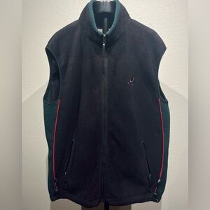 Vintage Nadex Black, Red & Green Full Zip Fleece Vest - Size L (Men’s)